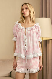 Romantica Lounge Set with Shorts in Pink Vichy