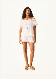 Romantica Lounge Set with Shorts in White