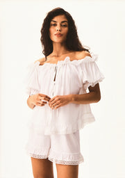 Romantica Lounge Set with Shorts in White