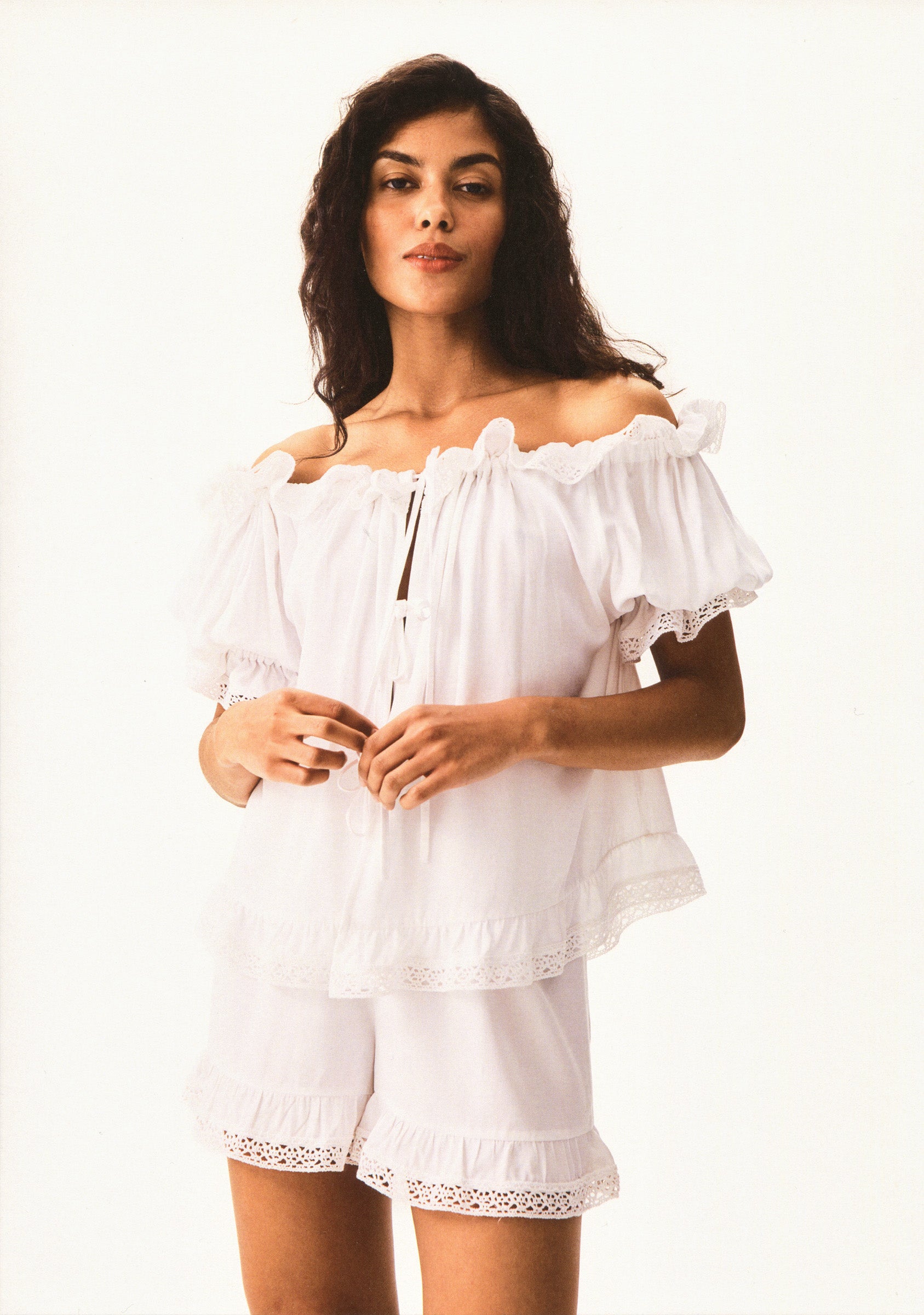 Romantica Lounge Set with Shorts in White