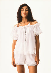 Romantica Lounge Set with Shorts in White