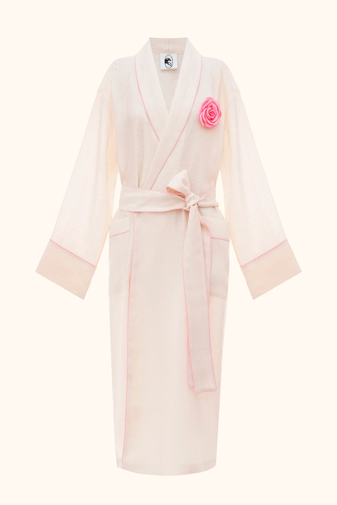 The Rose Linen Robe in Milk