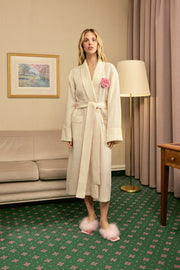 The Rose Linen Robe in Milk