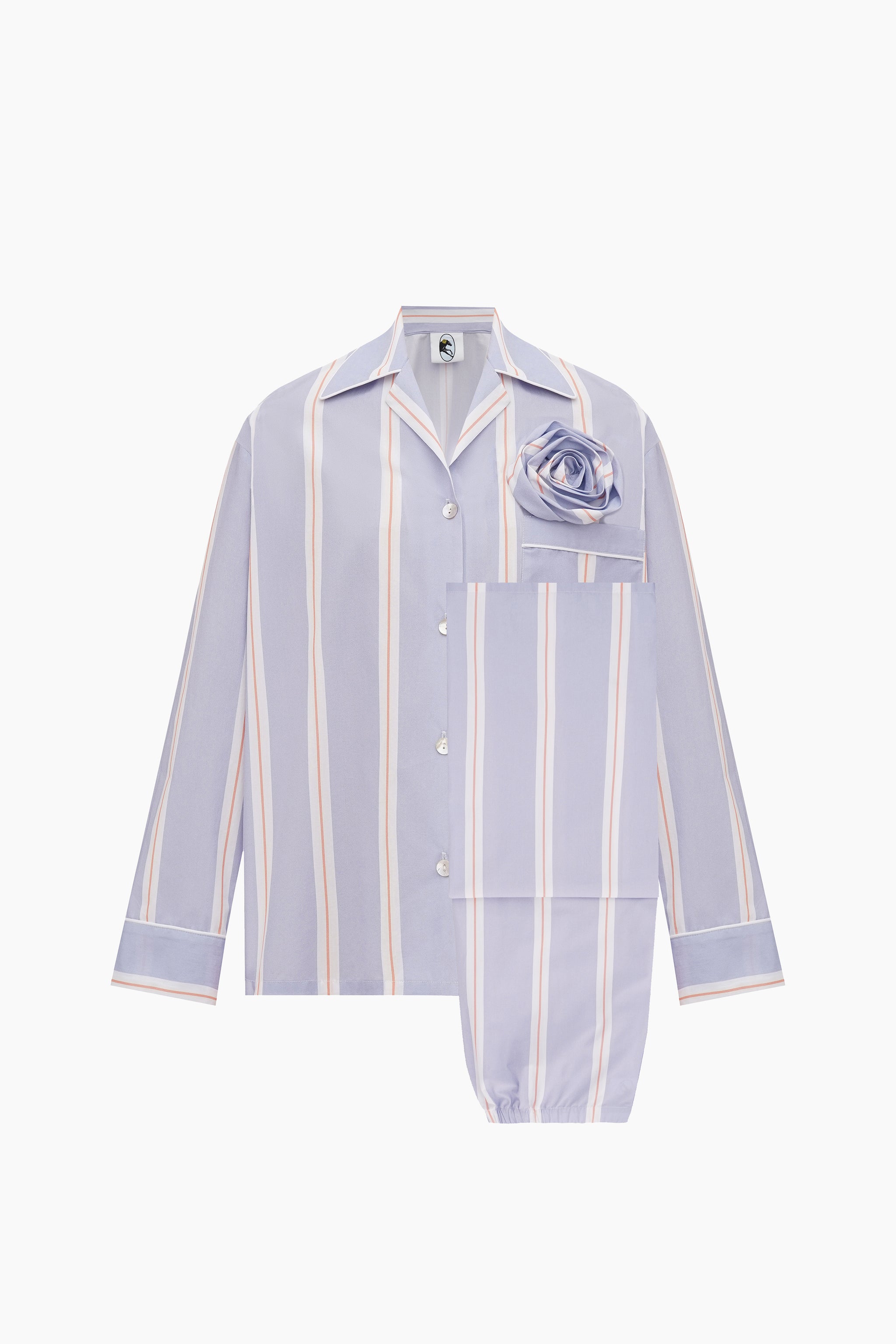 The Rose Cotton Pajama Set in Blue Stripes