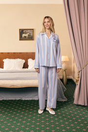 The Rose Cotton Pajama Set in Blue Stripes