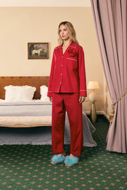 The Rose Cotton Pajama Set in Red