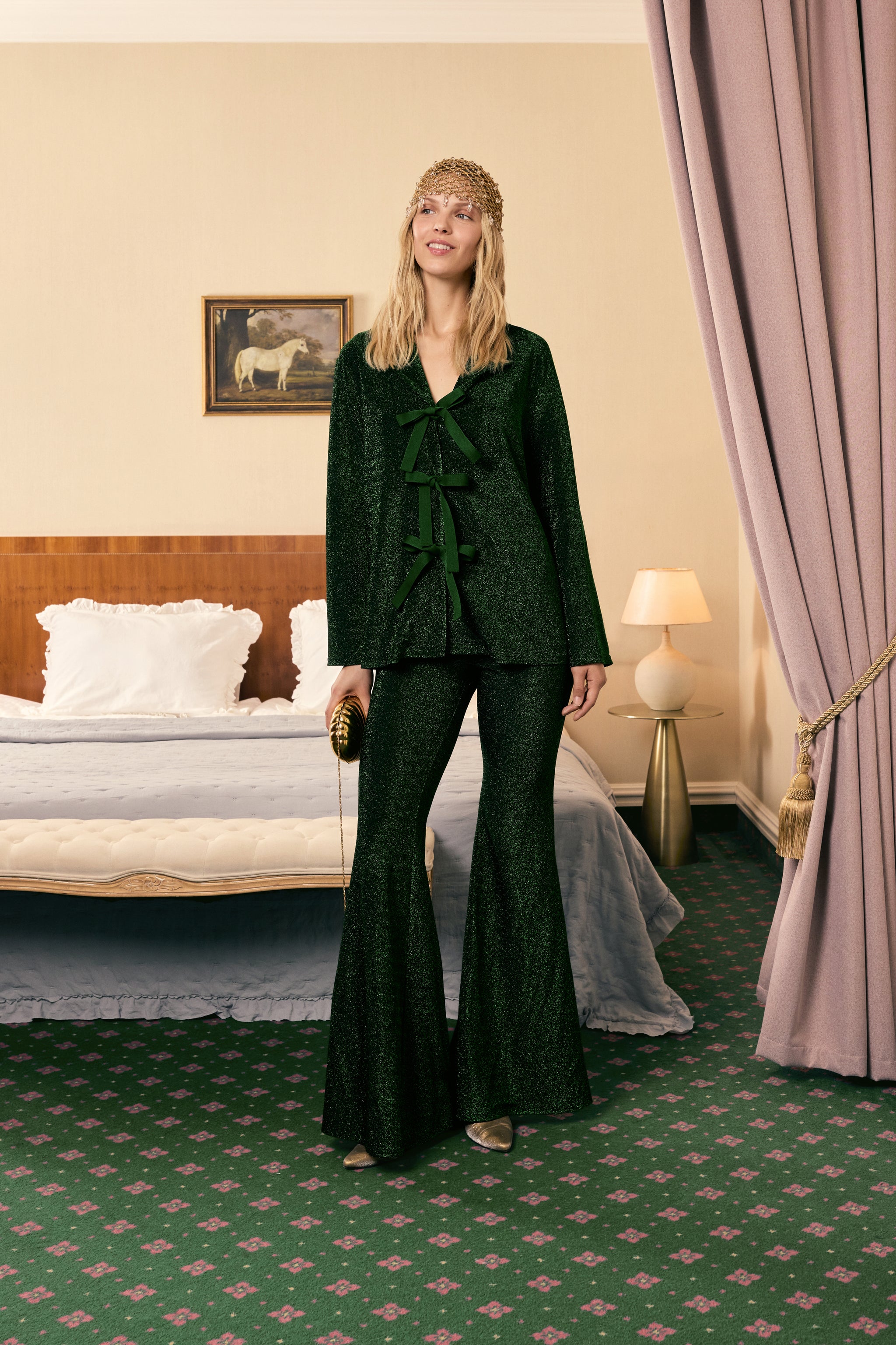 Stardust Lurex Lounge Suit in Green