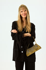 Party Pajamas Set with Detachable Feathers in Black