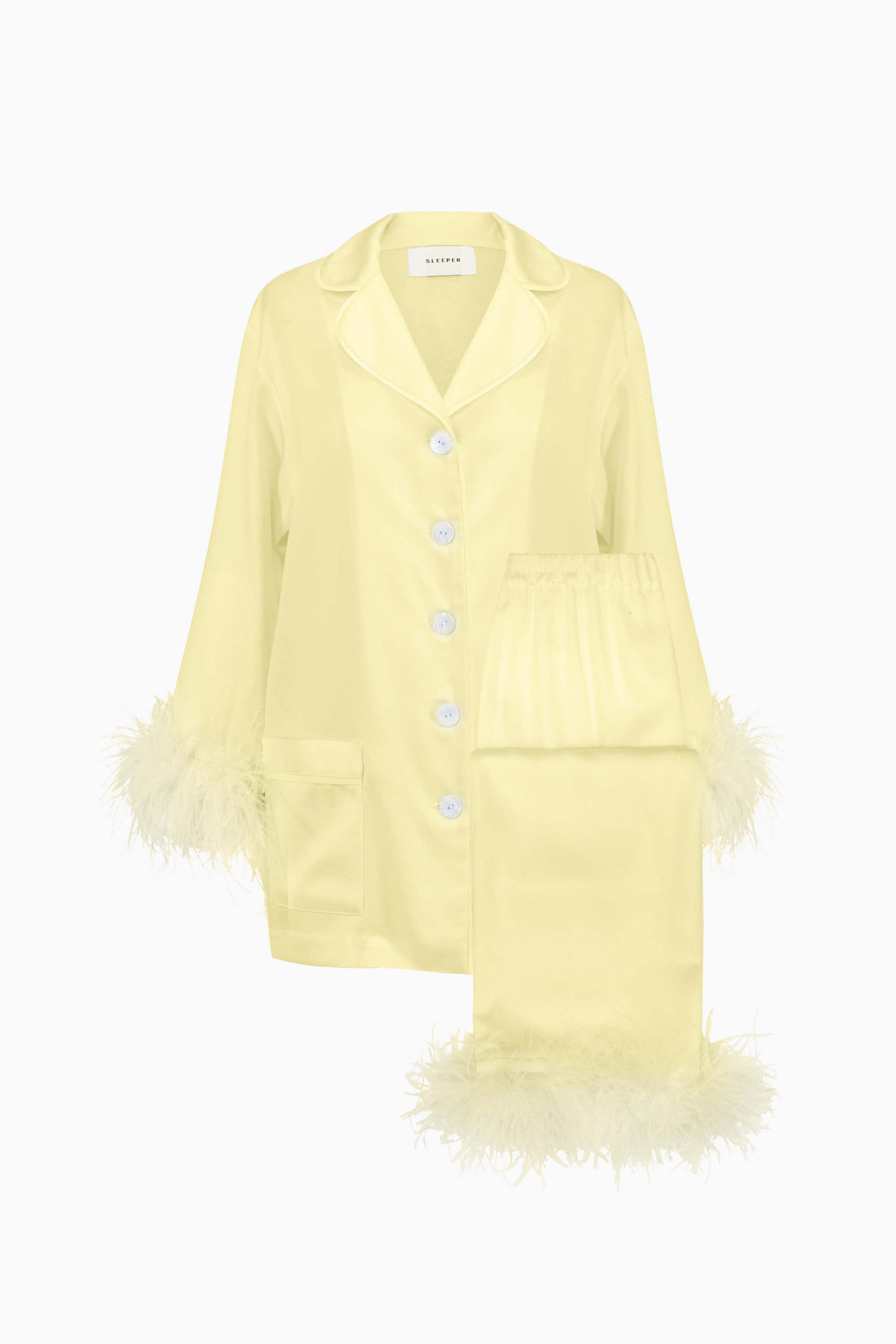 Party Pajama with Double Feathers in Lemon