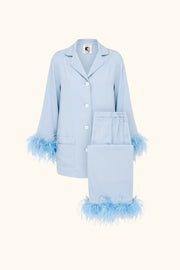 Party Pajamas Set with Detachable Feathers in Dust Blue