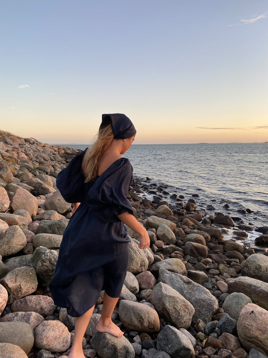 Atlanta Linen Dress in Navy