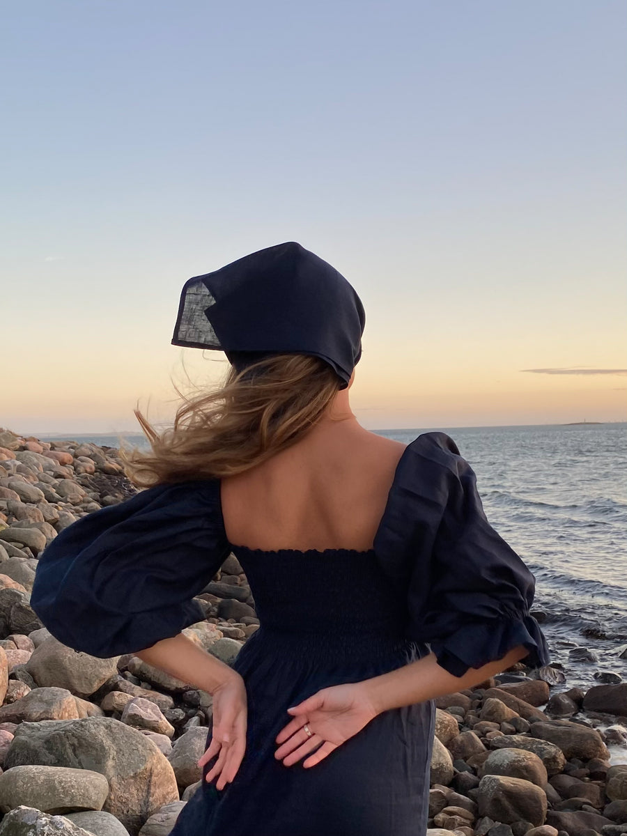Atlanta Linen Dress in Navy