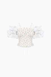 Arle Ruffled Linen Top in Strawberries