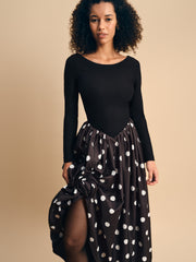 Aurora Maxi Dress in Black Polka Dot