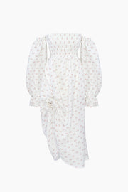 Atlanta Linen Dress with Rose Detail in Bouquets