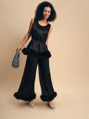 Bisou Bisou Pants with Feathers in Black