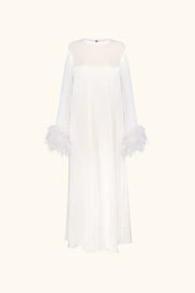 Suzi Maxi Dress With Detachable Feathers in White