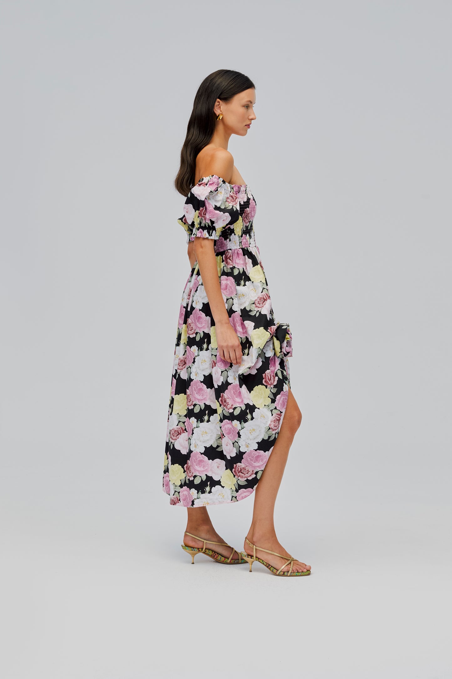 Belle Cotton Dress with Rose Detail in Bloom