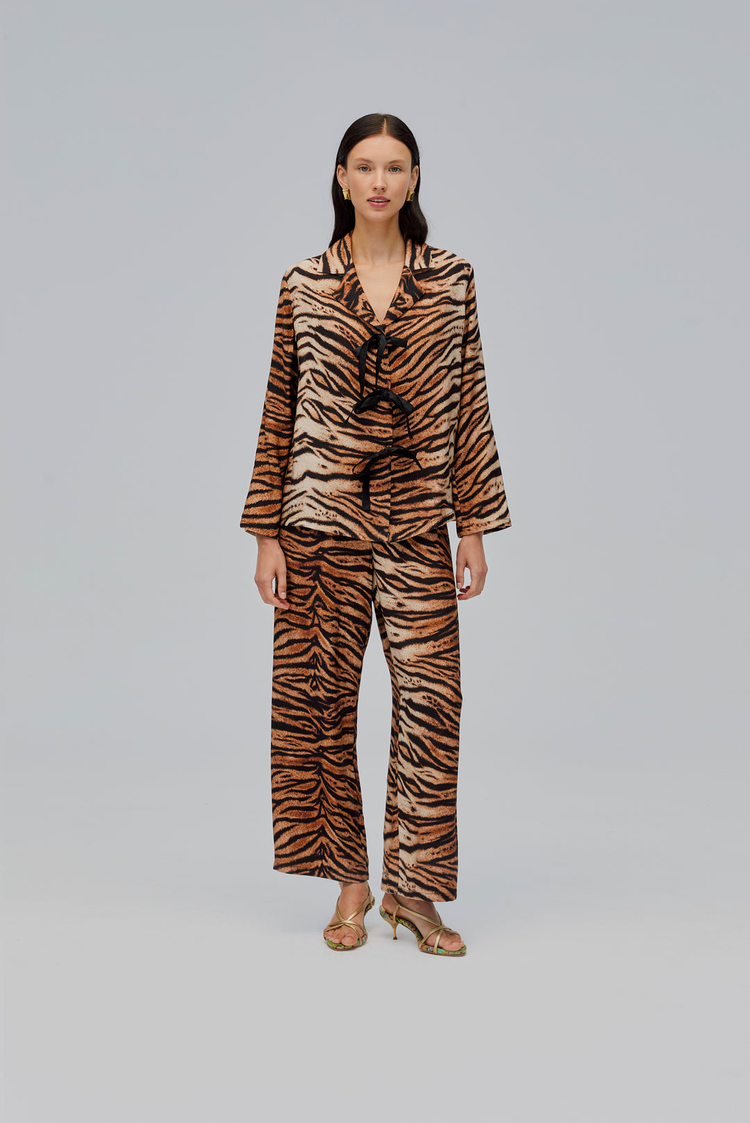 The Bow Pajama Set in Tiger