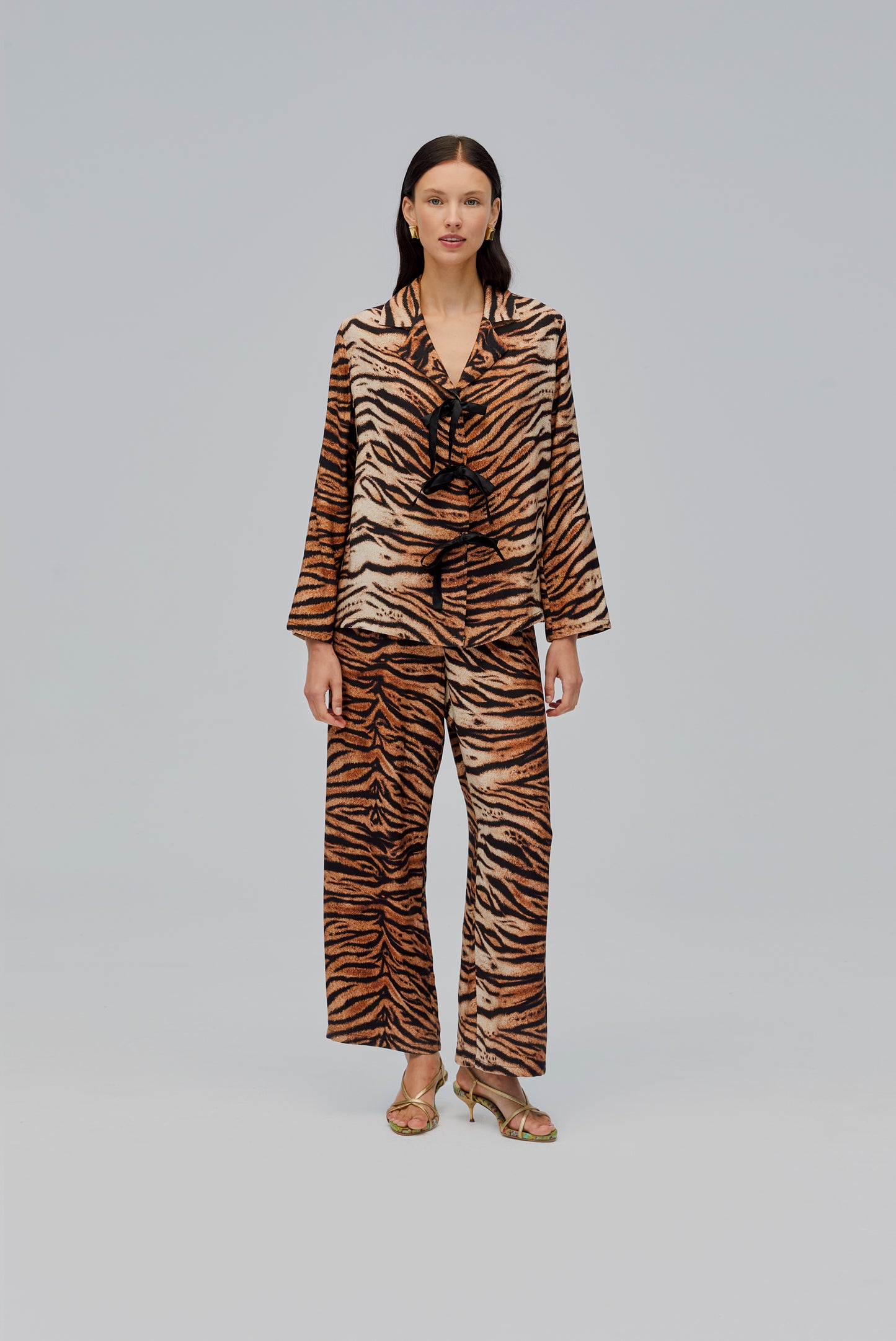 The Bow Pajama Set in Tiger