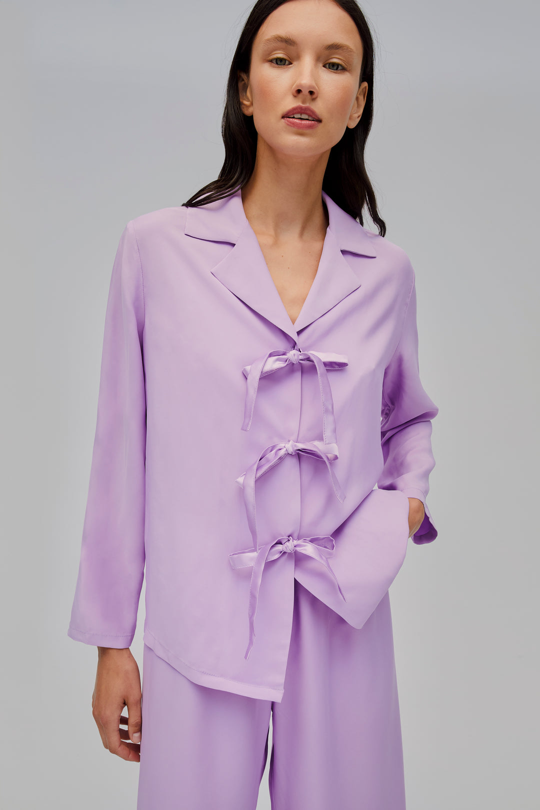 The Bow Pajama Set in Lavender