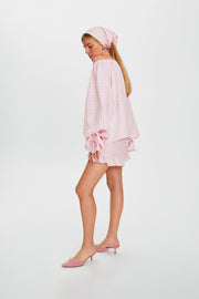 Cha-Cha Lounge Blouse in Pink Vichy