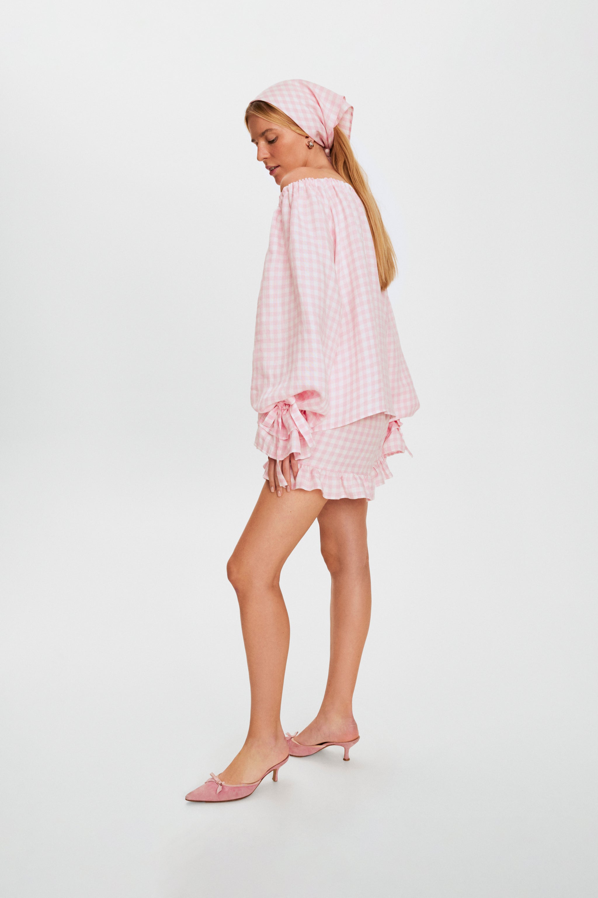 Cha-Cha Lounge Blouse in Pink Vichy
