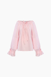 Cha-Cha Lounge Blouse in Pink Vichy