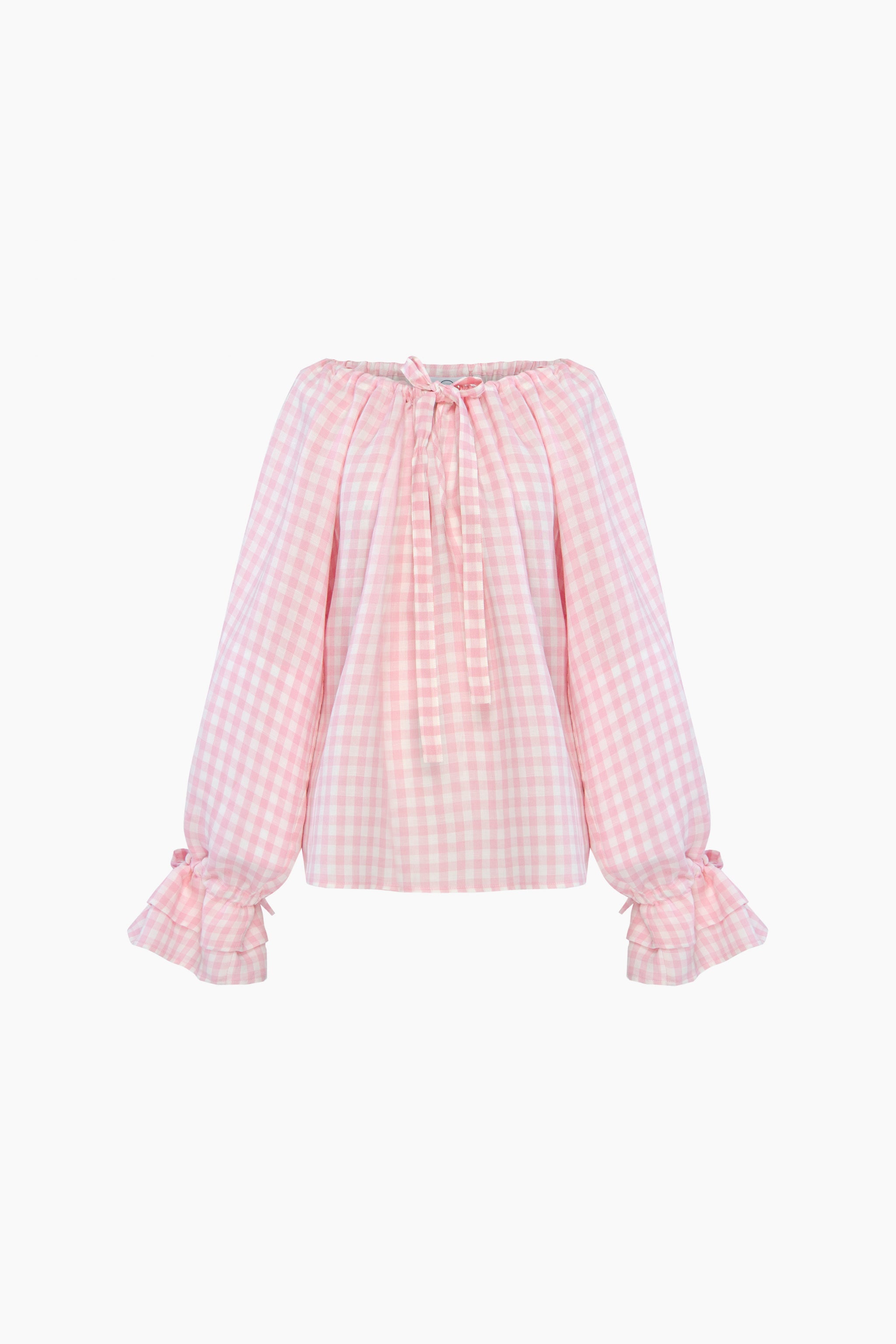 Cha-Cha Lounge Blouse in Pink Vichy
