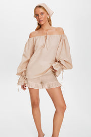 Cha-Cha Lounge Shorts with Headscarf in Beige