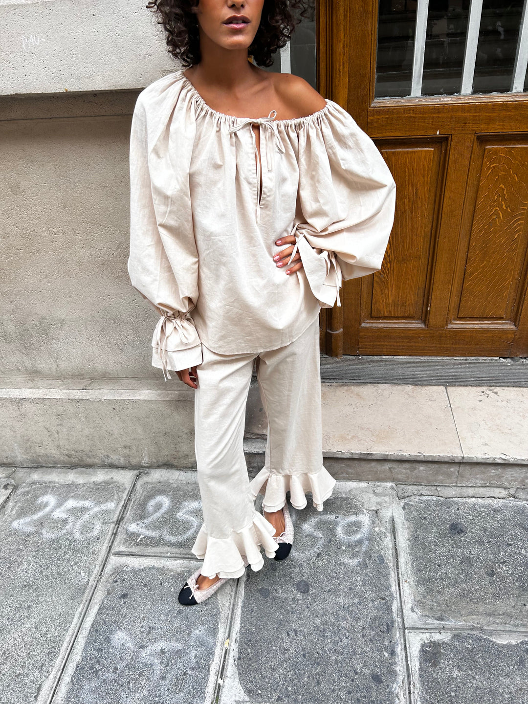 Cha-Cha Lounge Blouse in Beige