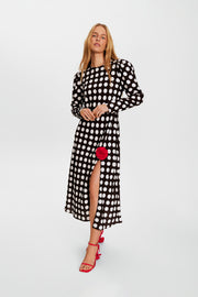 Donna Maxi Dress in Black Polka Dot