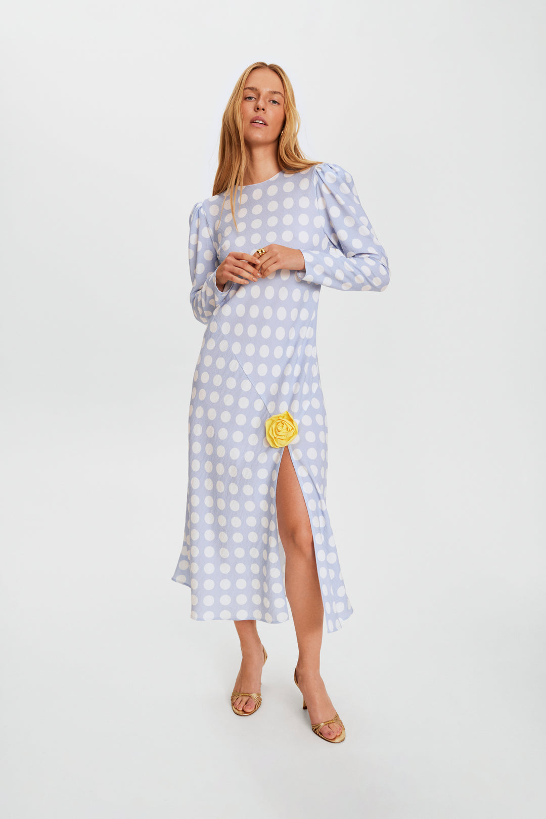 Donna Maxi Dress in Blue Polka Dot