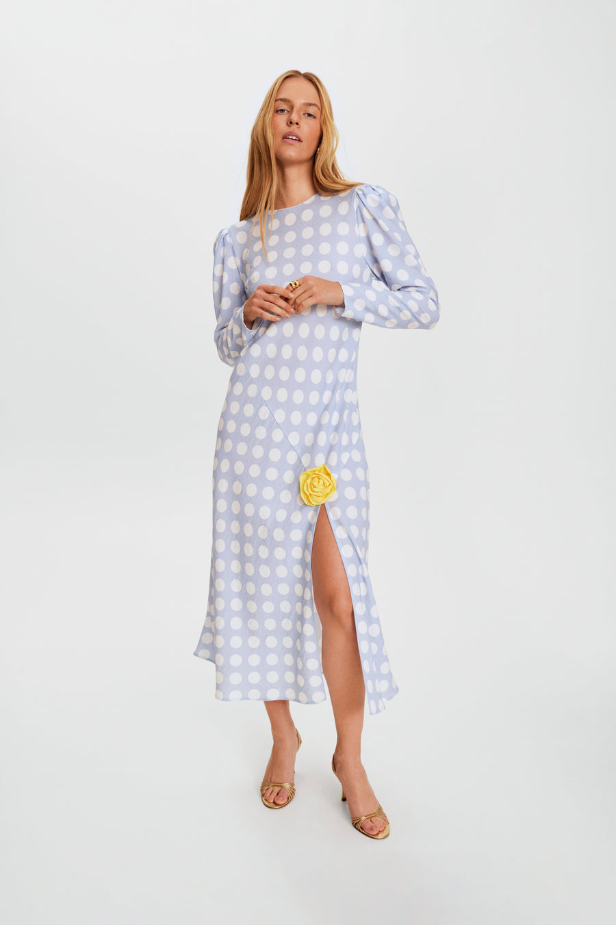 Donna Maxi Dress in Blue Polka Dot