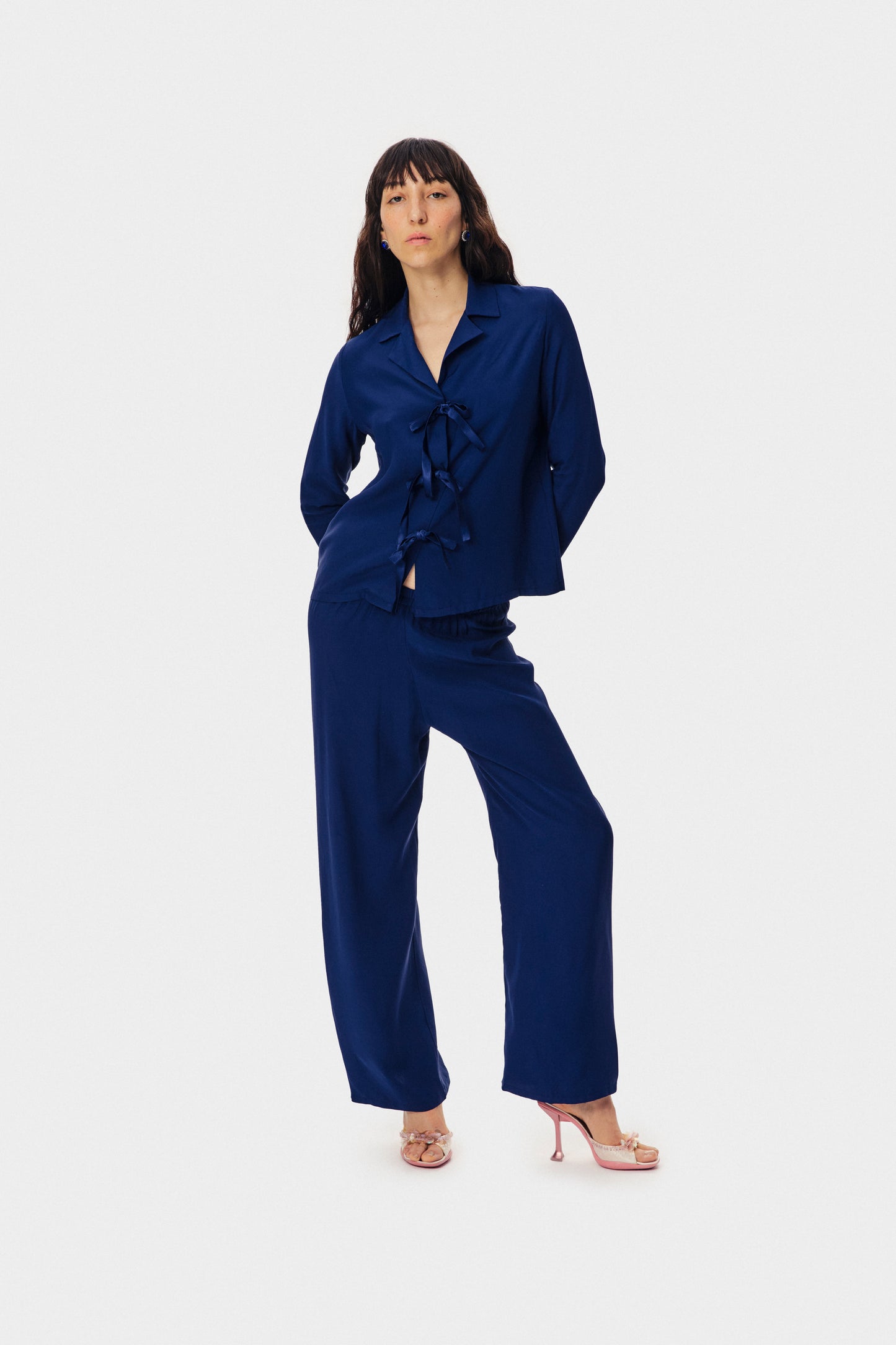 The Bow Pajama Set in Navy