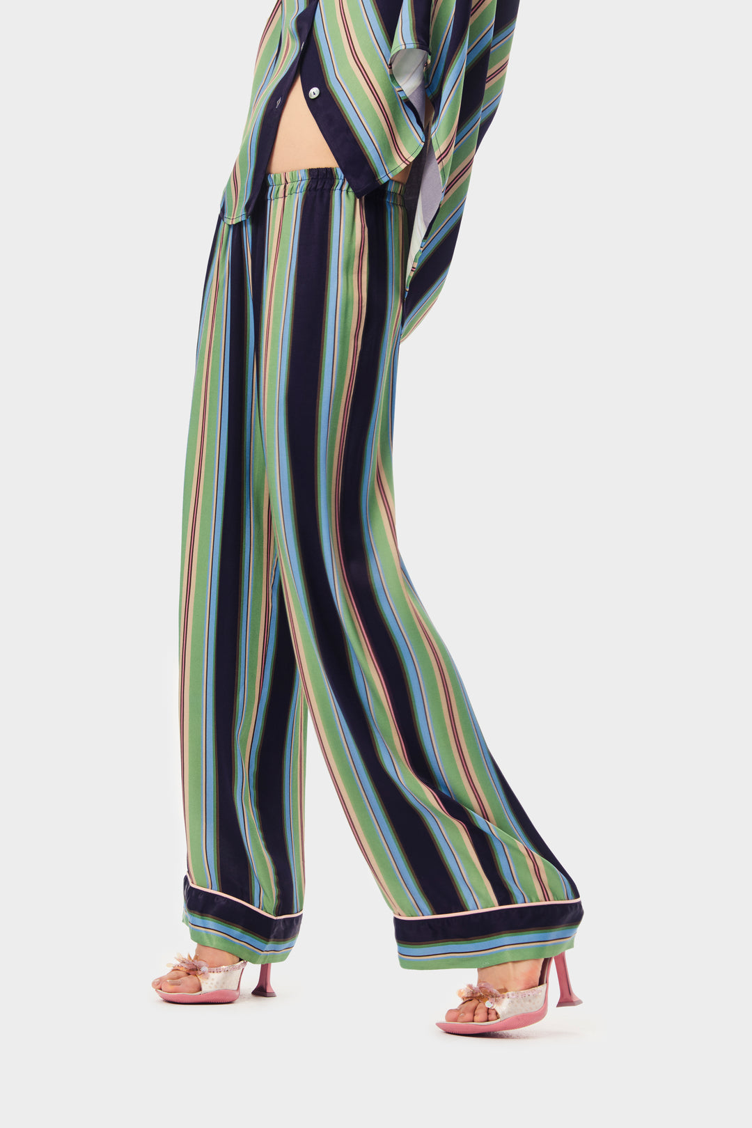 Pastelle Oversized Pants in Teal Stripes