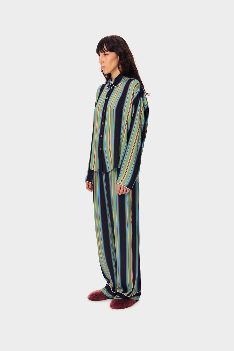 Pastelle Oversized Shirt in Teal Stripes