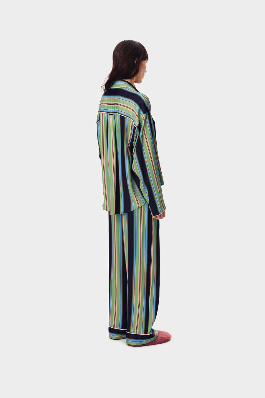 Pastelle Oversized Pants in Teal Stripes