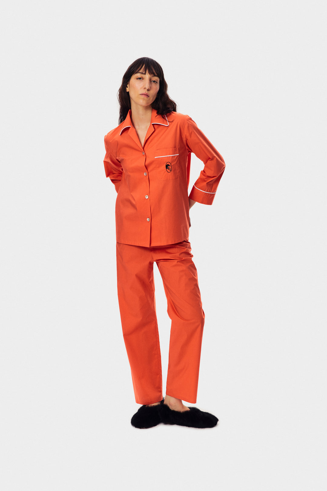 The Sleeper Cotton Pajama Set in Mandarin