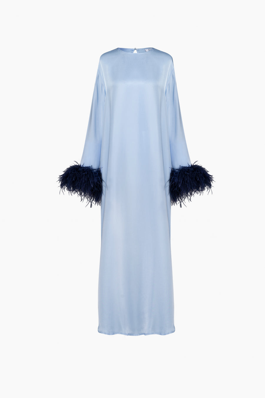 Suzi Maxi Dress With Detachable Feathers in Blue