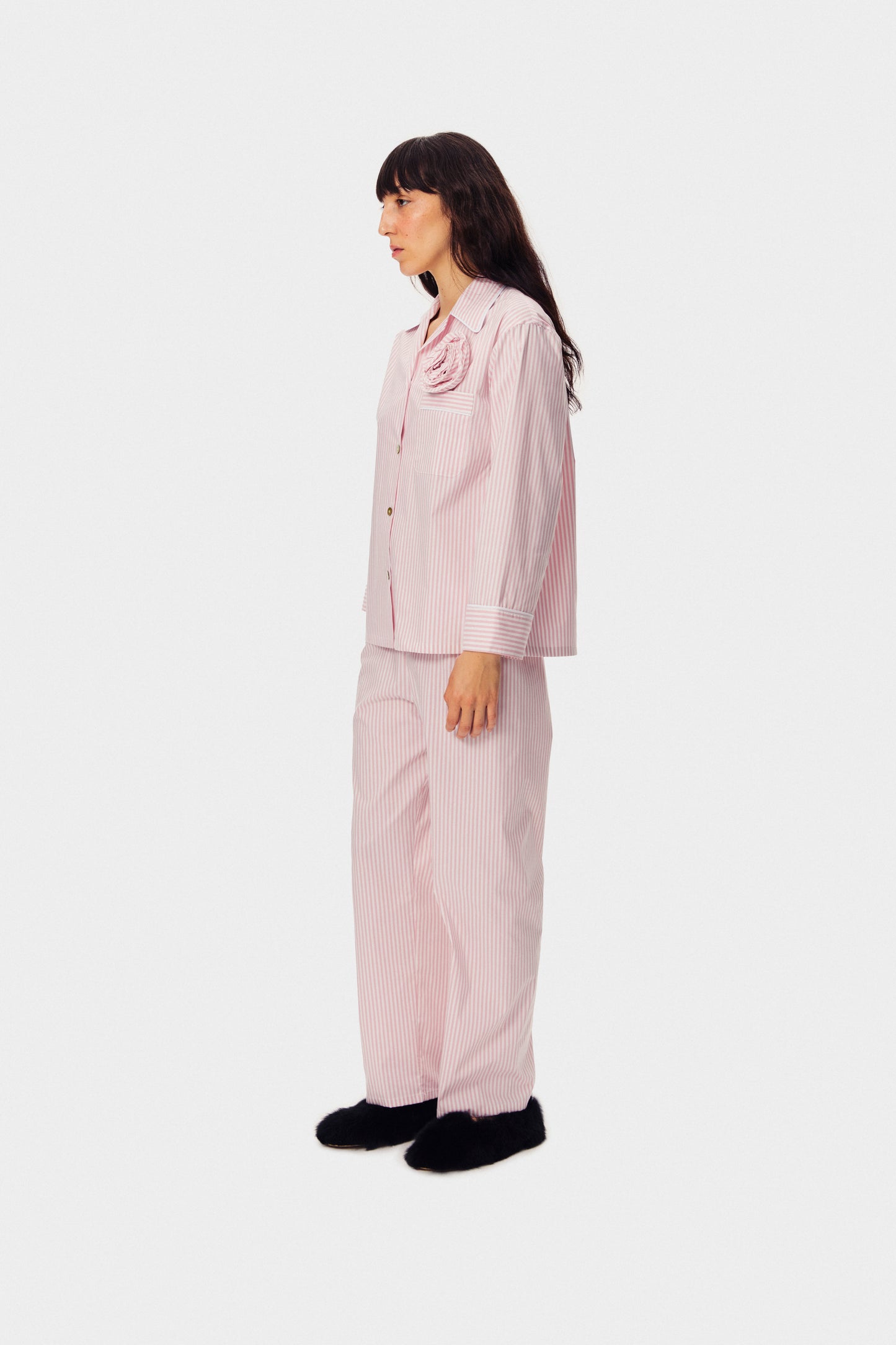 The Rose Cotton Pajama Set in Pink Stripes