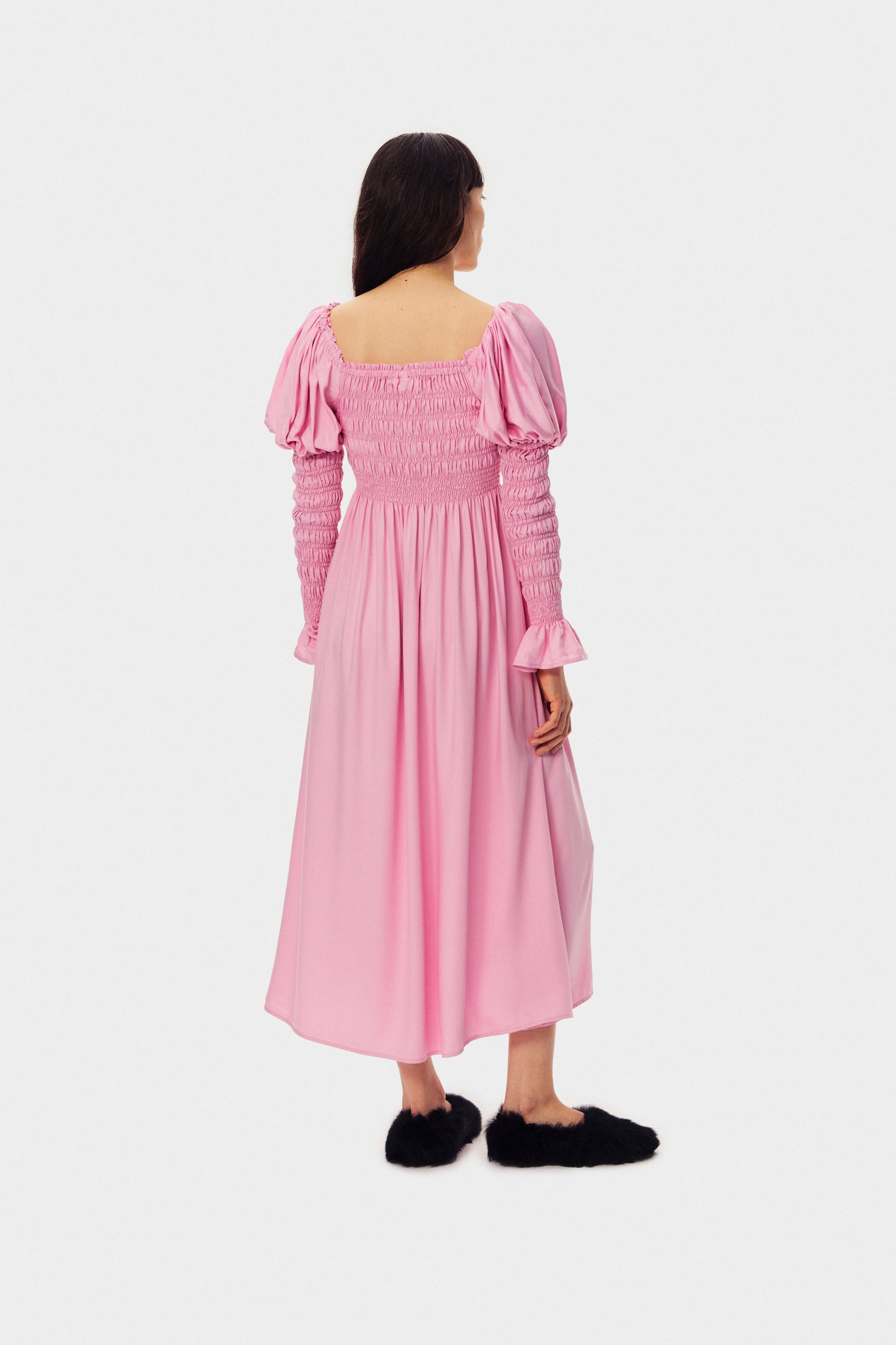 Paloma Shirred Maxi Dress in Pink