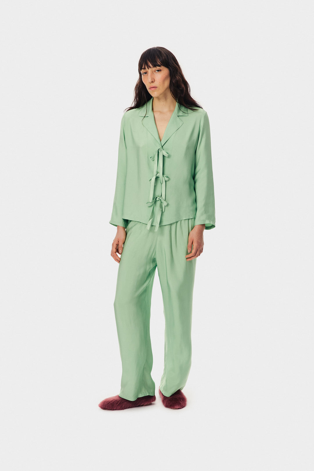 The Bow Pajama Set in Mint