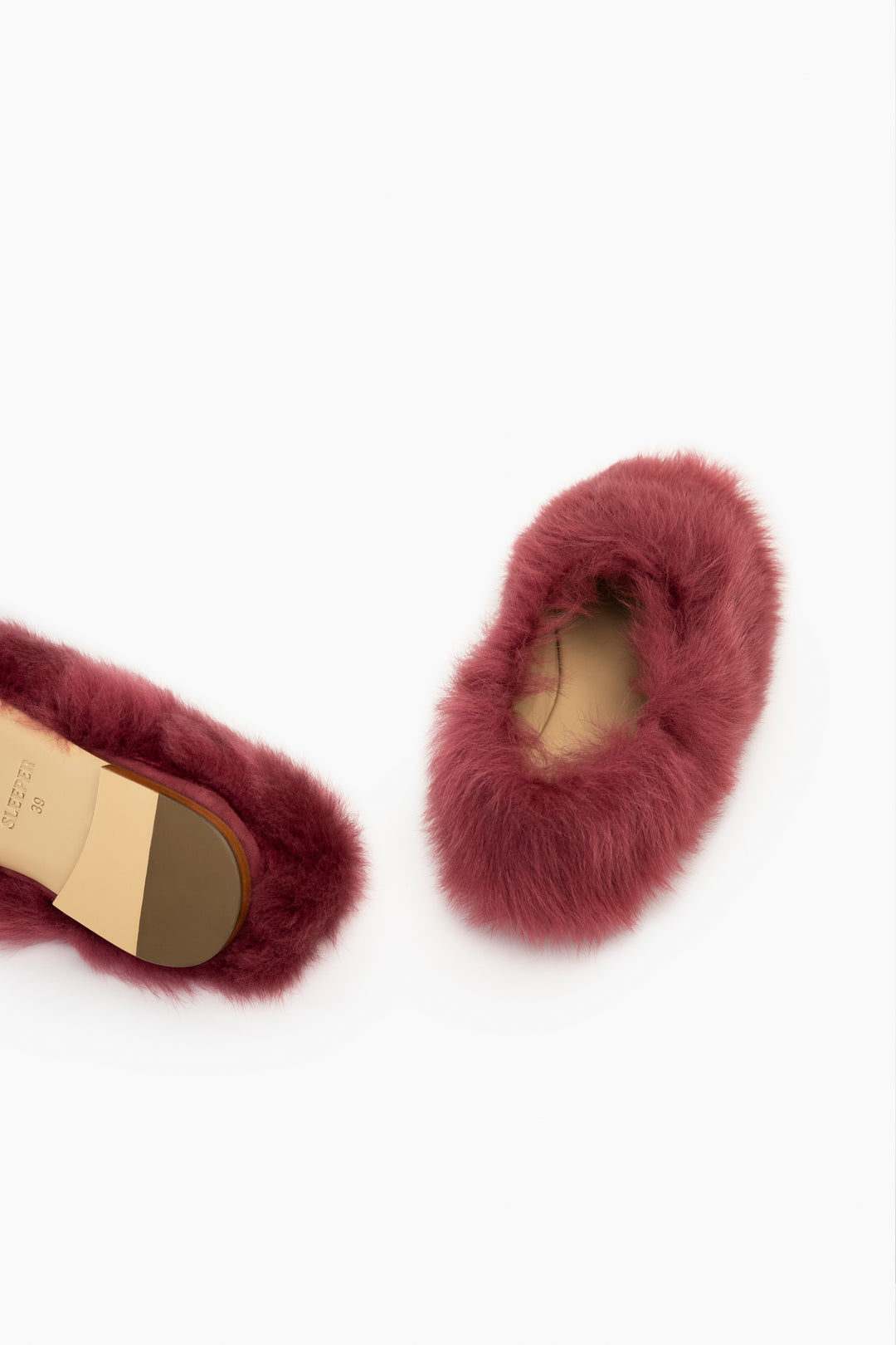 Kiwi Kiwi Shearling Ballet Flats in Burgundy