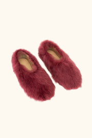 Kiwi Kiwi Shearling Ballet Flats in Burgundy