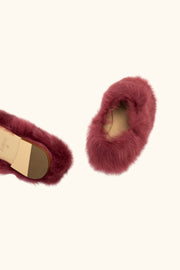 Kiwi Kiwi Shearling Ballet Flats in Burgundy
