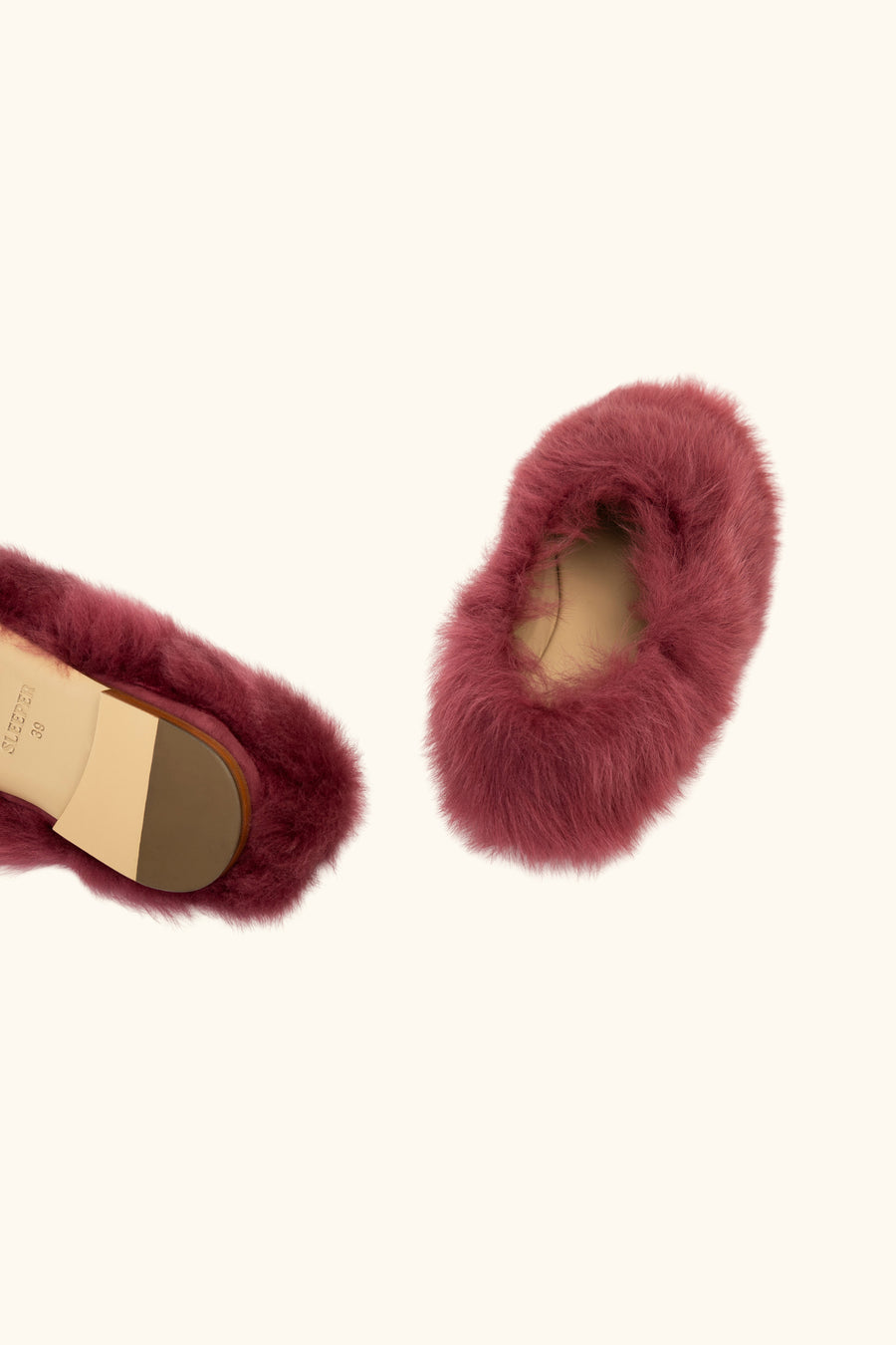 Kiwi Kiwi Shearling Ballet Flats in Burgundy