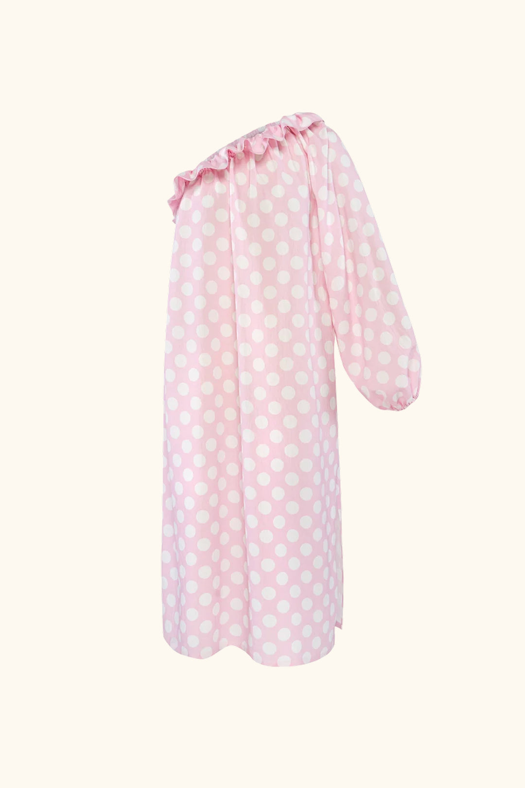Gaia Soft Viscose Midi Dress in Pink Polka Dot