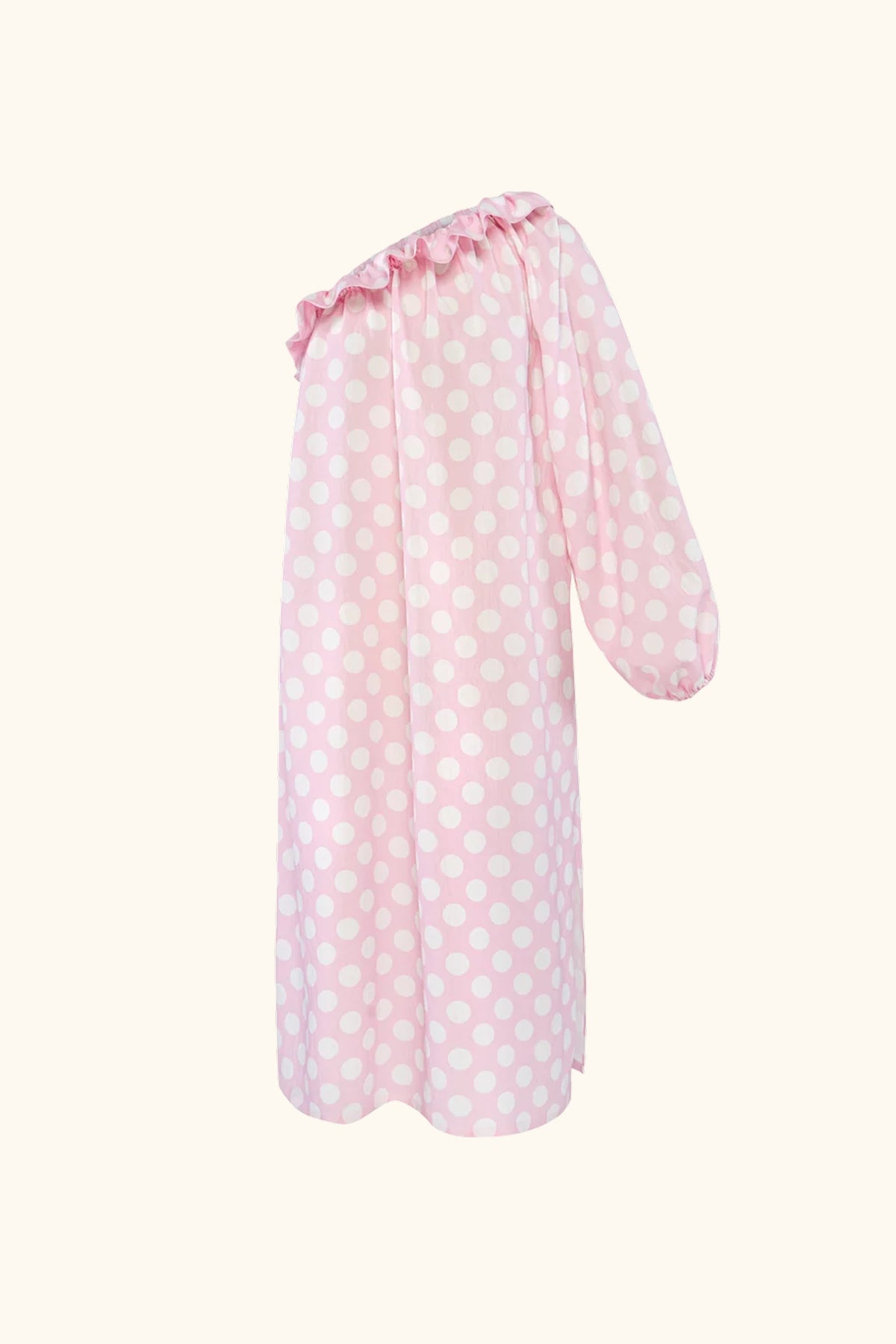Gaia Soft Viscose Midi Dress in Pink Polka Dot