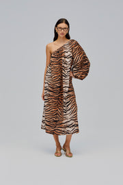 Gaia Cotton Midi Dress in Tiger